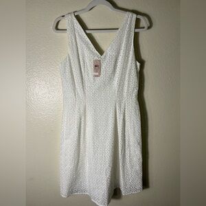 Ann Taylor White Eyelet Midi Dress 6P